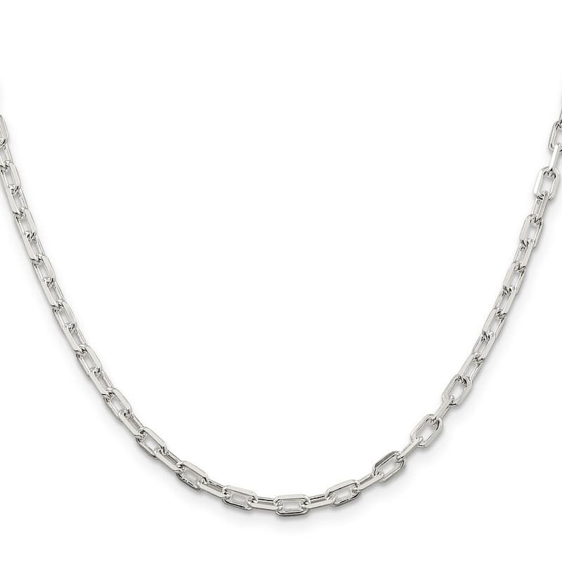 Curata 925 Sterling Silver Polished 3.5mm Unisex Open Cable Chain Necklace (Lobster)