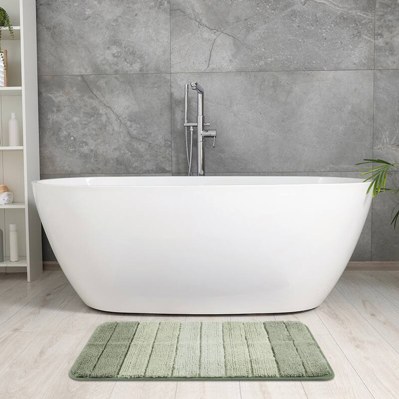Plush Gradient Striped Bathroom Rug, Microfiber Shaggy Bathroom Mat Machine Washable with TPR Backing