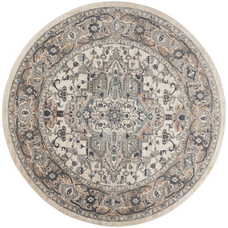 Nourison Quarry Indoor only Persian Area Rug. - 7'10"xRound - Ivory/Grey