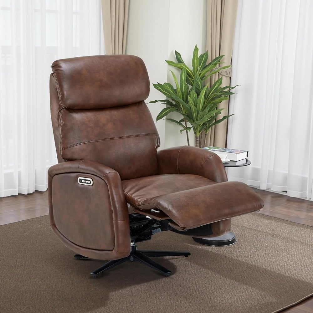 MCombo Dual Motor Power Recliner Chair for Adults, Modern Faux Leather Electric Swivel Recliner with USB Charging