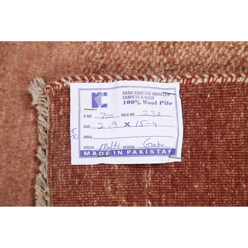 Modern Oriental Gabbeh Kashkoli Runner Rug Wool Hand-knotted - 2'7" x 15'3"