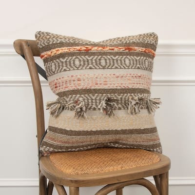 Brown Tone Stipe Textured Pillow Cover