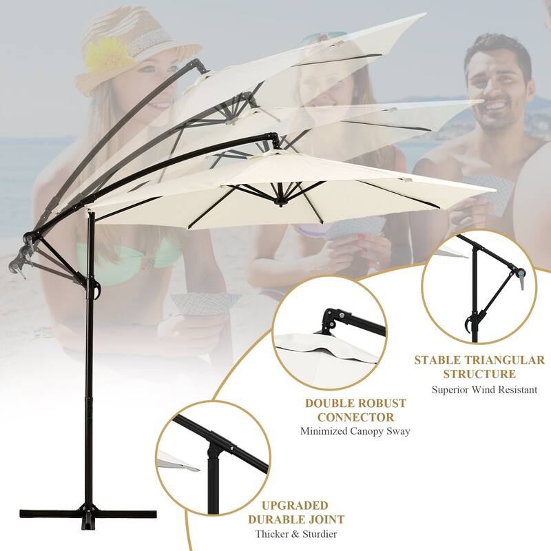 9.8ft Offset Patio Umbrella Offset Hanging Cantilever Patio Outdoor Market Umbrella UPF50 UV Protection
