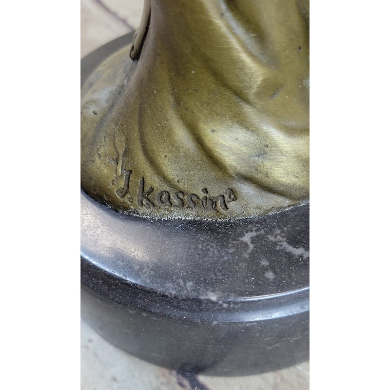 Handcrafted Wood Nymph Bronze Candleholder Sculpture Hot Cast Marble Base Figure