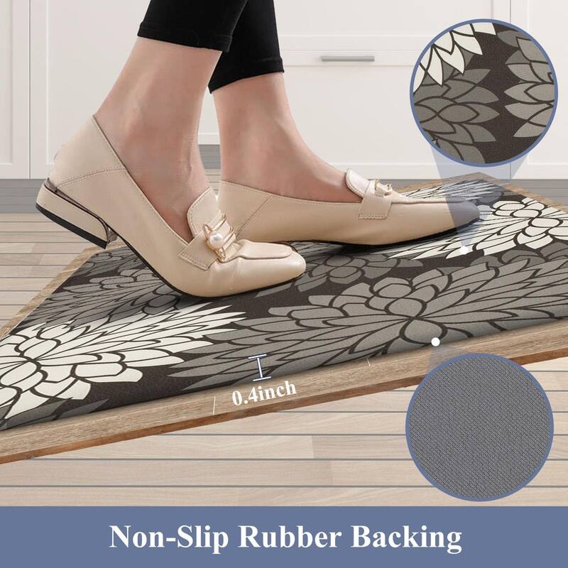 Anti Fatigue Kitchen Rug Sets 2 Piece Non Slip Kitchen Mats - 17.3"x48"+17.3"x28"-0.4"Th