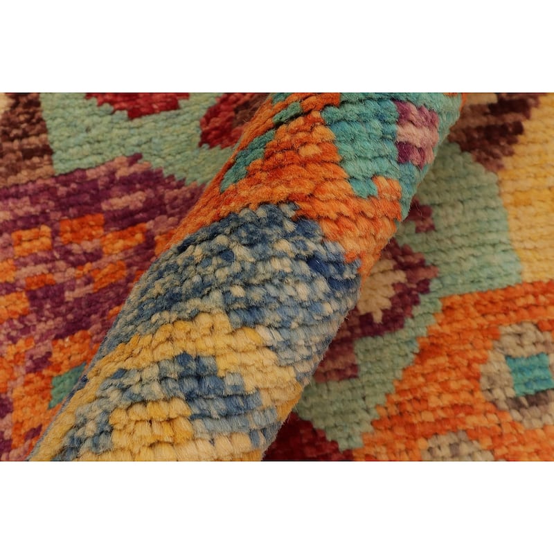Eclectic Balochi Garrett Red/Blue Hand Knotted Wool Rug - 6'7'' x 9'9''