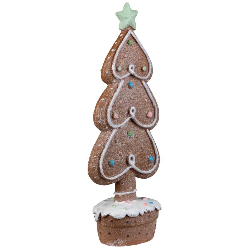 Gingerbread Cookie Christmas Tree with Icing and Star Decoration - 11.5"