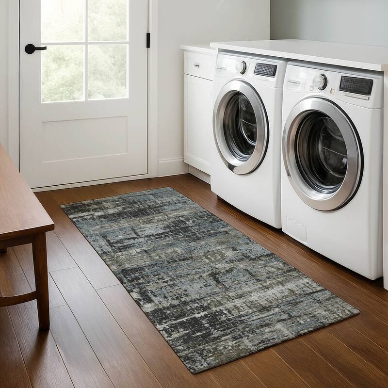 Premium Washable Super Soft Modern Hatch Mayfield Rug - Charcoal - 2'3" x 7'6"