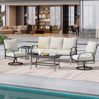 Uixe Metal 5 - Person Patio Conversation Set with Swivel Lounge Chairs