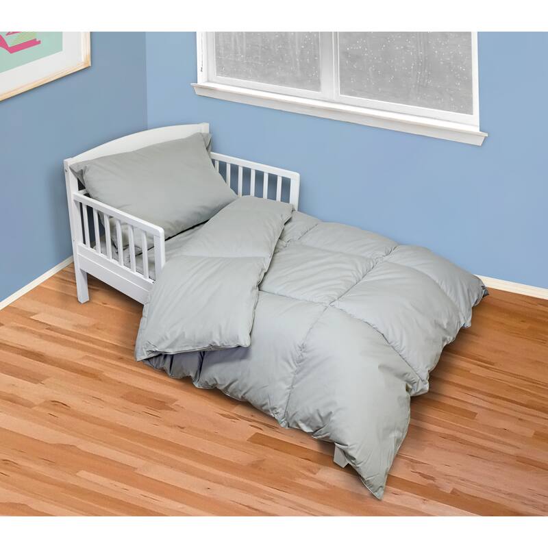 St. James Home 4 Piece Cotton Toddler Comforter Set - Grey