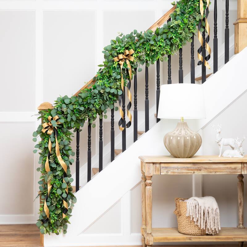 Silver Dollar and Seeded Eucalyptus Artificial Christmas Garland - 10' x 15" - Unlit