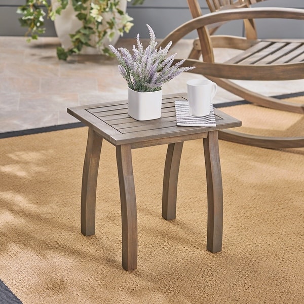 slide 2 of 12, Lucca Outdoor Acacia Wood Side Table by Christopher Knight Home