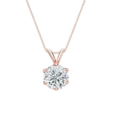 Auriya 14-karat Gold 1.75ctw Round Solitaire Lab Grown Diamond Necklace 6-Prong (F-G VS) - 1.75