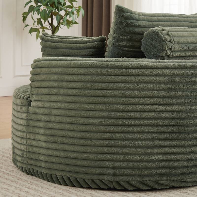 Corduroy Sponge single sofa,No Assembly Required,Fluffy Modern Sleeper Chair for Living room, Bedroom - Green