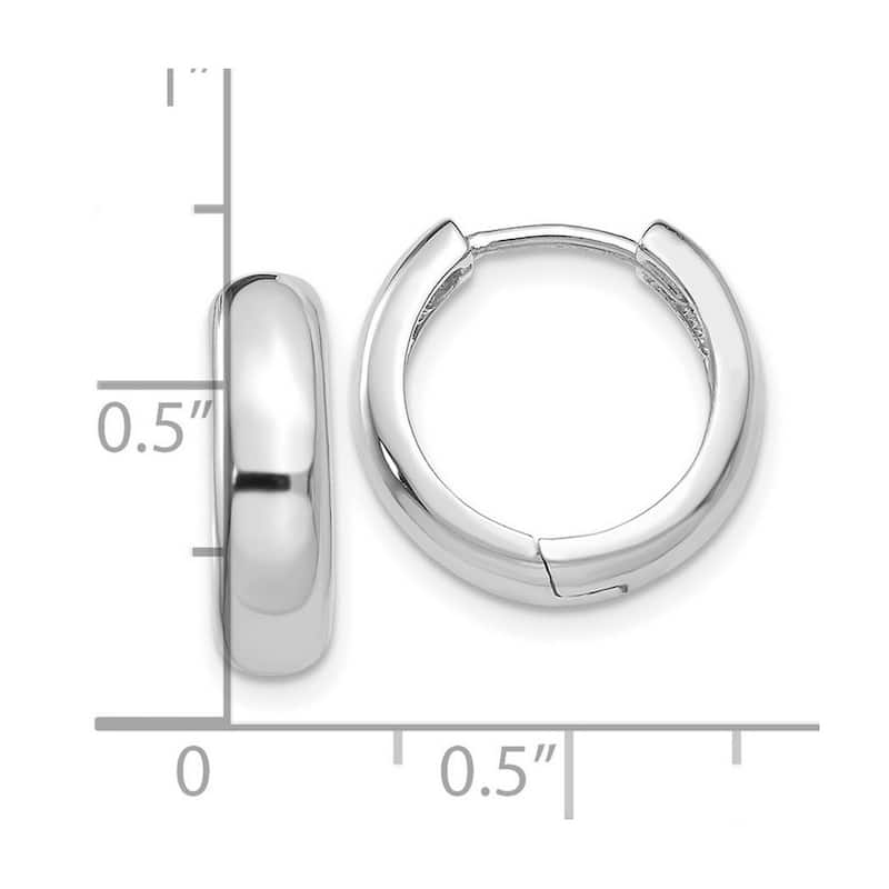 Curata 14k White Gold Solid Polished Hinged 15x4mm Huggies Hoop Earrings