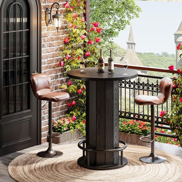 Junvstor Table de bar ronde, table de comptoir, table de bistrot, table de salle à manger circulaire pour la maison, le bureau et le bureau de cuisine, table basse, table d'appoint de
