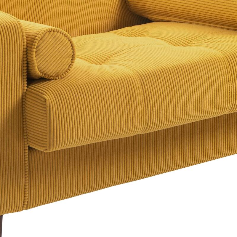62.5'' W Corduroy Couch Upholstered Square Arm Sofa