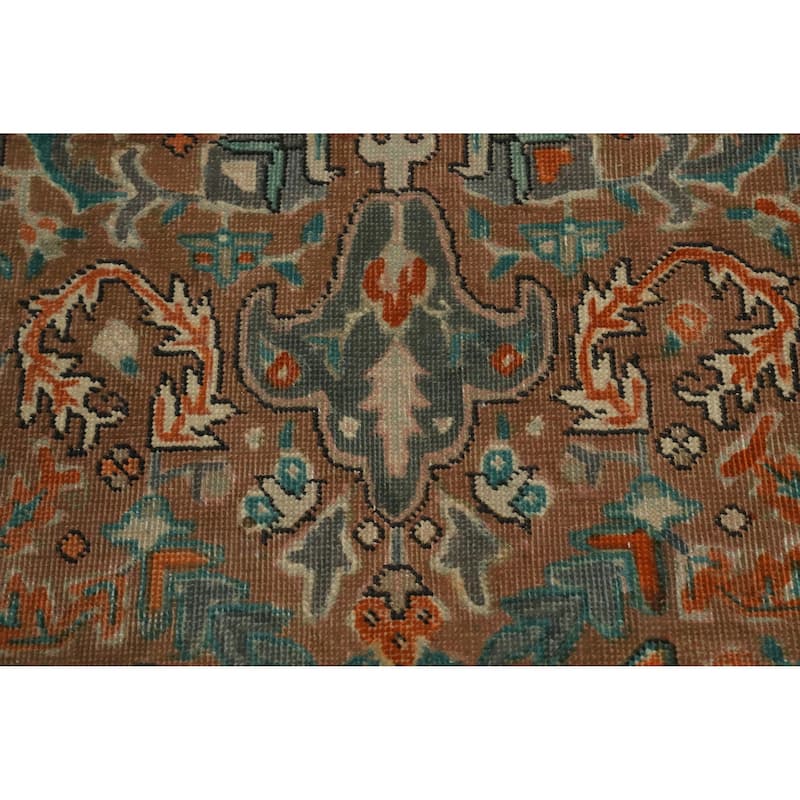 Hand Knotted Oriental 100% Wool Carpet Traditional Floral Brown Heriz Area Rug - 6' 5'' X 3' 5''