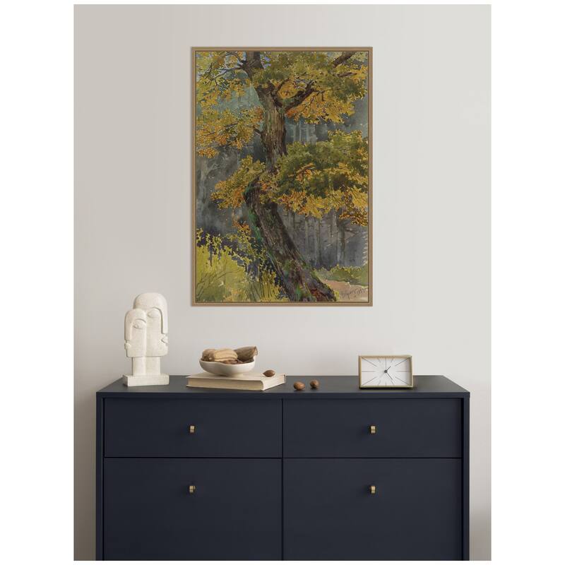 Kate and Laurel Study of Broadleaved Tree no date Friedrich Carl von Scheidlin by Nostalgia Prints Framed Canvas Wall Art Print