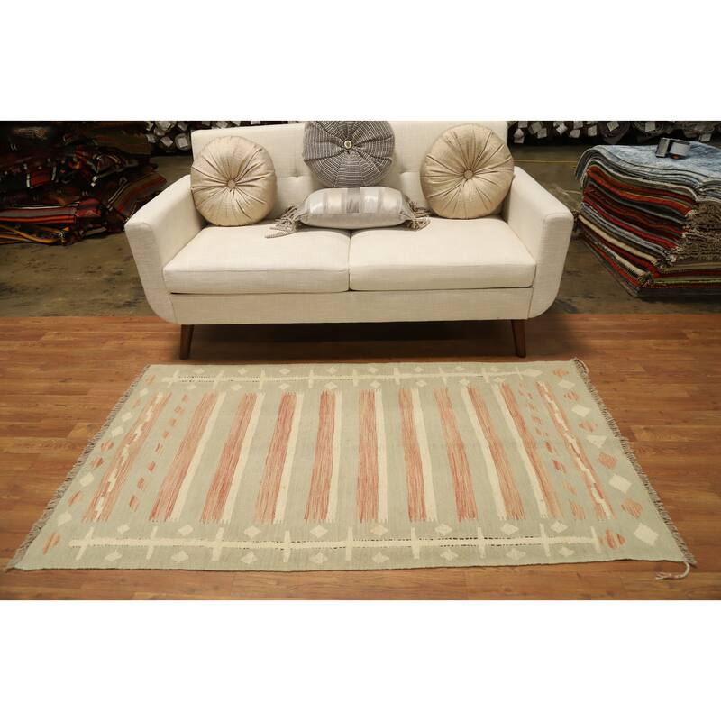 Hand Woven Oriental 100% Wool Carpet Southwestern Tribal Multi-Colored Kilim Area Rug - 5' 10'' X 3' 2''