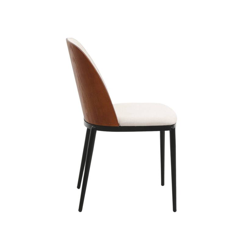 Dining Chair with Upholstered Seat and Back Side Chair with MDF Wood Frame in Black Steel
