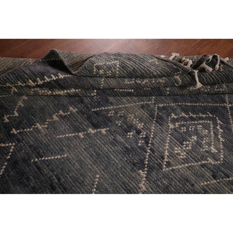 Blue & Gray Moroccan Area Rug Hand-Knotted Wool Carpet - 5'11"x 10'0"