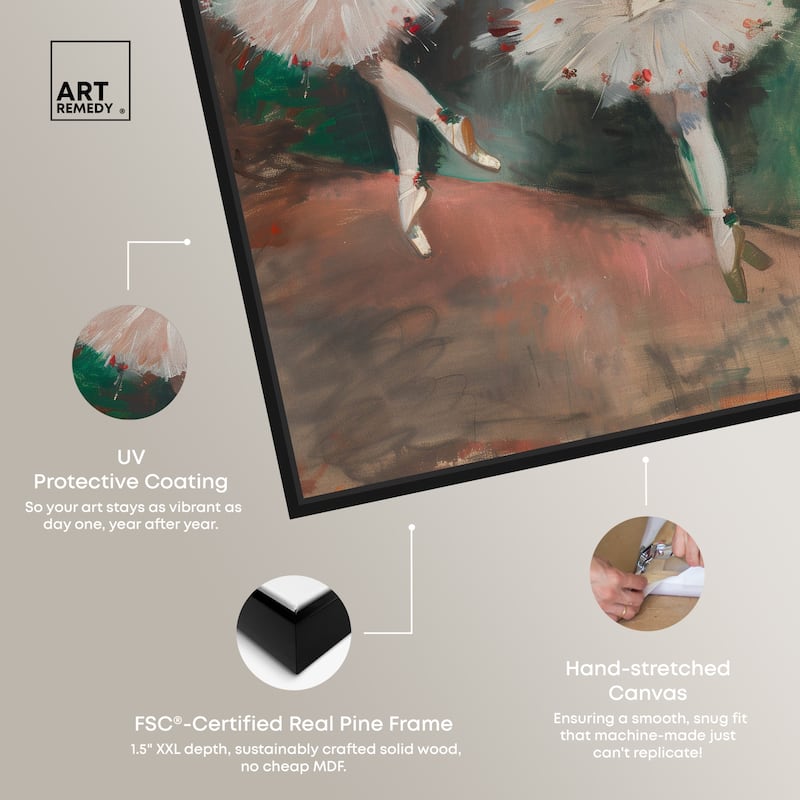 Art Remedy Classical Ballerinas Framed Impressionism 1 Piece Canvas Wall Art /Monet And Van Gogh Inspired Art
