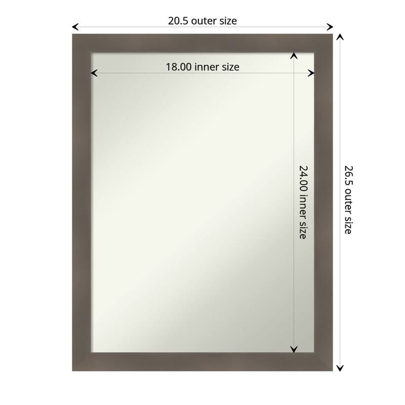 Edwin Non-Beveled Wood Framed Bathroom Vanity Wall Mirror - Edwin Clay Grey - Glass Size 18x24