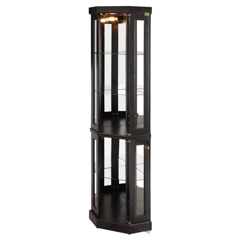 Corner Curio Cabinet with Lights-Stylish Glass Display Case for Living Room, Bar Storage & Collectibles