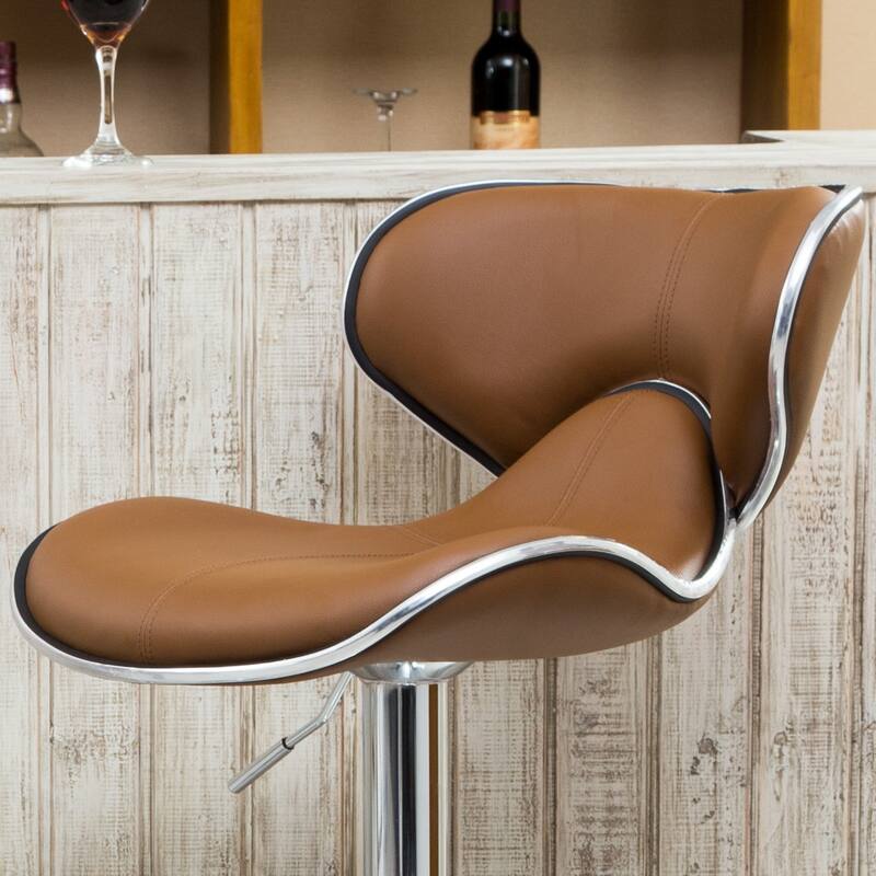 Bistro Counter Barstool Dining Chair Reception Chair (Camel, Set of 2)