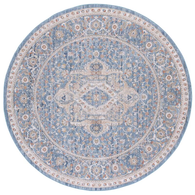 SAFAVIEH Elwood Jeka Modern Abstract Rug - 6'5" Round - Navy/Beige