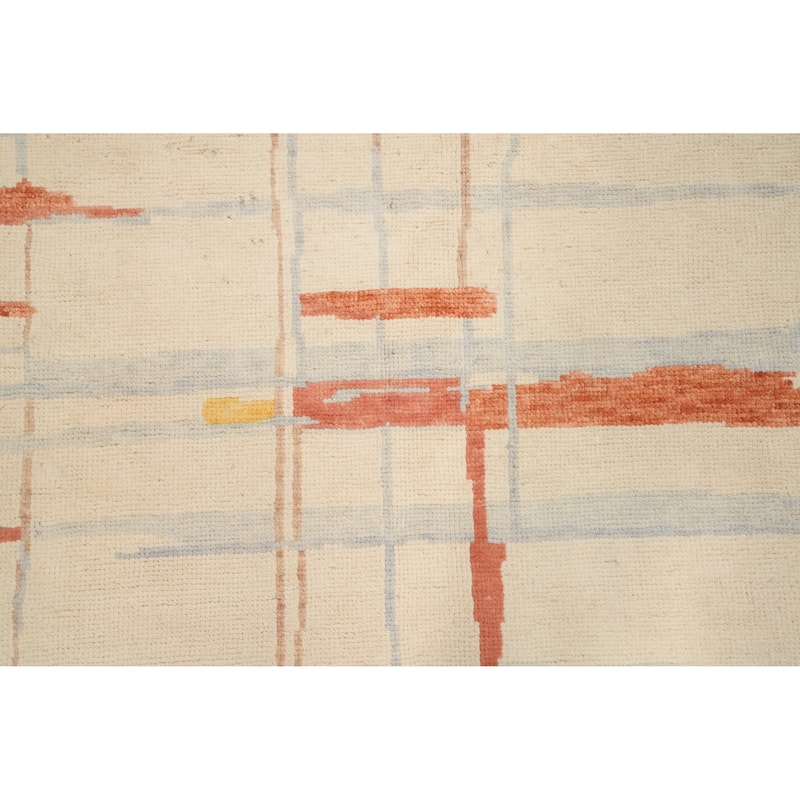 Hand Knotted Oriental 100% Wool Carpet Modern Geometric Beige & Ivories Gabbeh Area Rug - 13' 3'' X 10' 0''