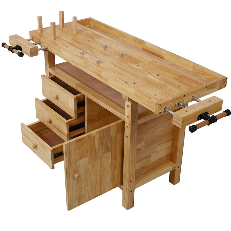 Wood Workbench - Wooden Workbench for Garage Workshop and Home