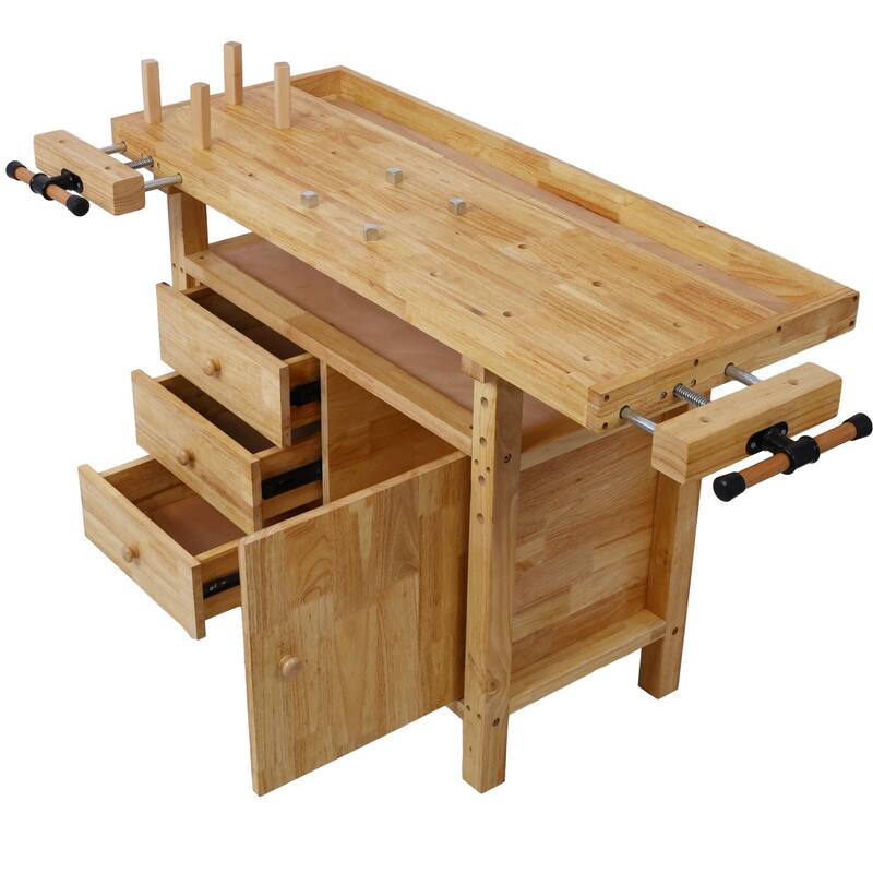 Wooden Workbench with Drawers for Garage Workshop and Home