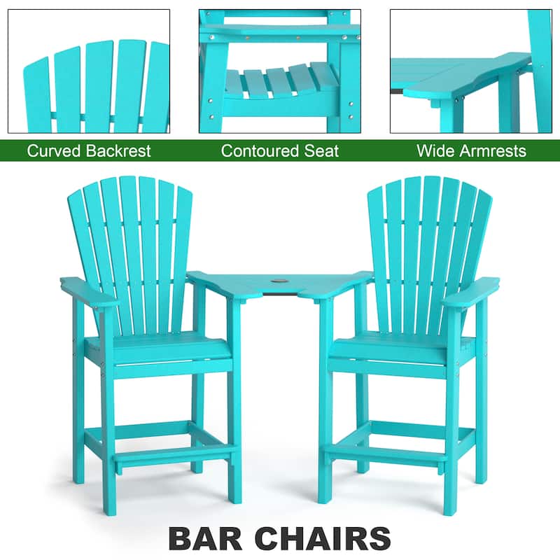 Modern Outdoor Bar Stools Set of 2 or 4 - with Ergonomic Adirondack Design, Durable HDPE Construction & Weather-Resistant