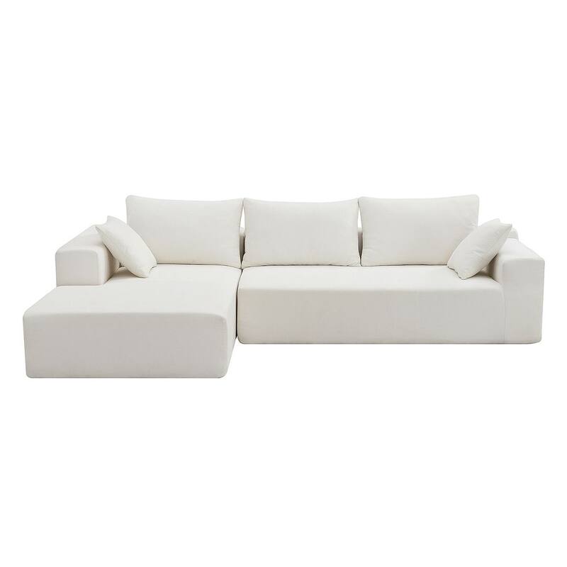 L-shape Chenille Fabric Sofa Multiple Cushions Sectional Couch