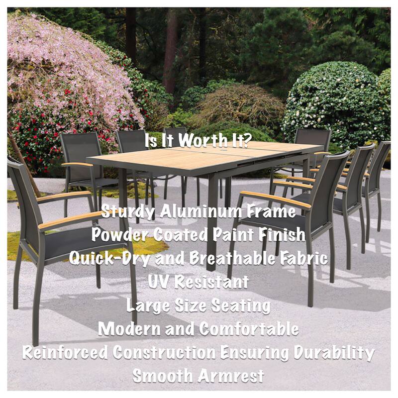 Galliano Dark Gray 9-Piece Aluminum Dining Set - N/A