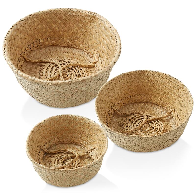 Seagrass Belly Basket Planters Woven Storage Bin Plant Pot Covers