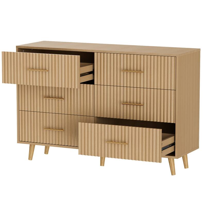 Modern Vertical Stripe 6-Drawer Dresser Multipurpose Storage