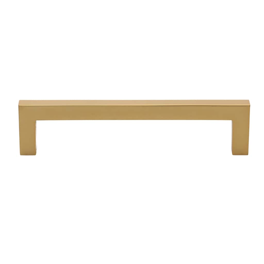 GlideRite 5-inch Center Goldtone Solid Square Bar Pulls (Set of 10) - Brass Gold