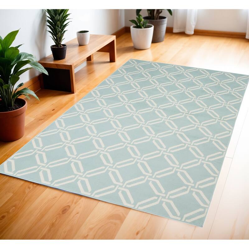 Feju Power Loomed Stain Resistant Area Rug By HomeRoots - 72' X '48' X '0.5 - 72' X '48' X '0.5 - Cream/Onyx - Rectangle