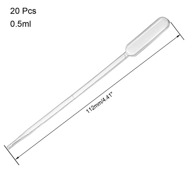20 Pcs 0.5ml Disposable Pasteur Pipettes Liquid Droppers 112mm Long - Clear