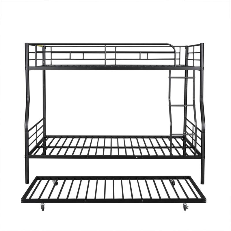 Full XL Over Queen Metal Bunk Bed with Trundle
