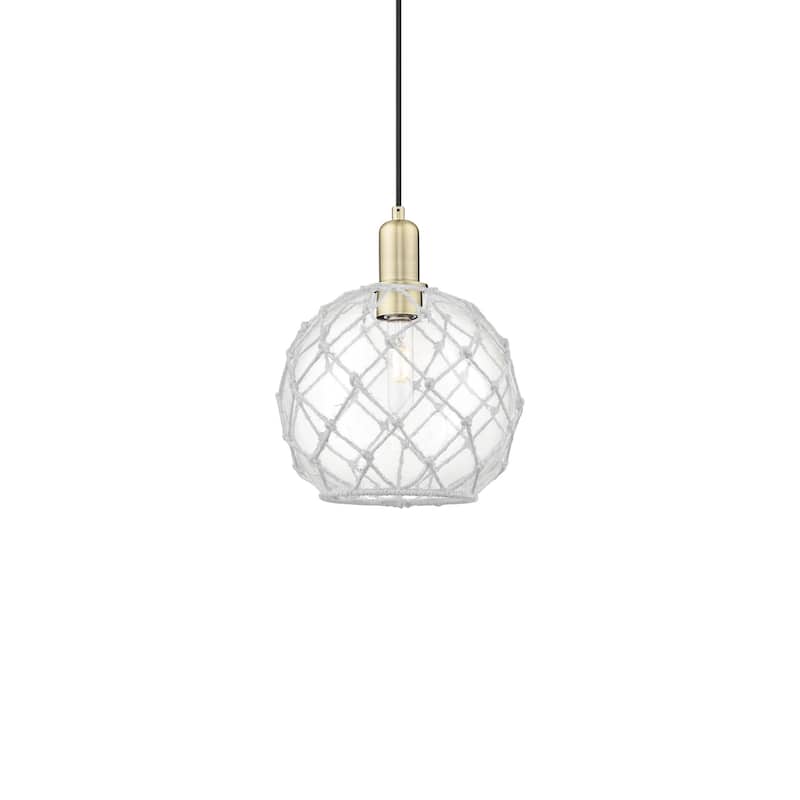 Innovations Lighting 716-1P-13-10 Farmhouse Rope Pendant Farmhouse - Antique Brass / Clear Glass with White Rope