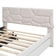 preview thumbnail 10 of 30, Linen Fabric Platform Bed with Brick Pattern Headboard, with Twin Trundle and 2 Drawers, Full Size