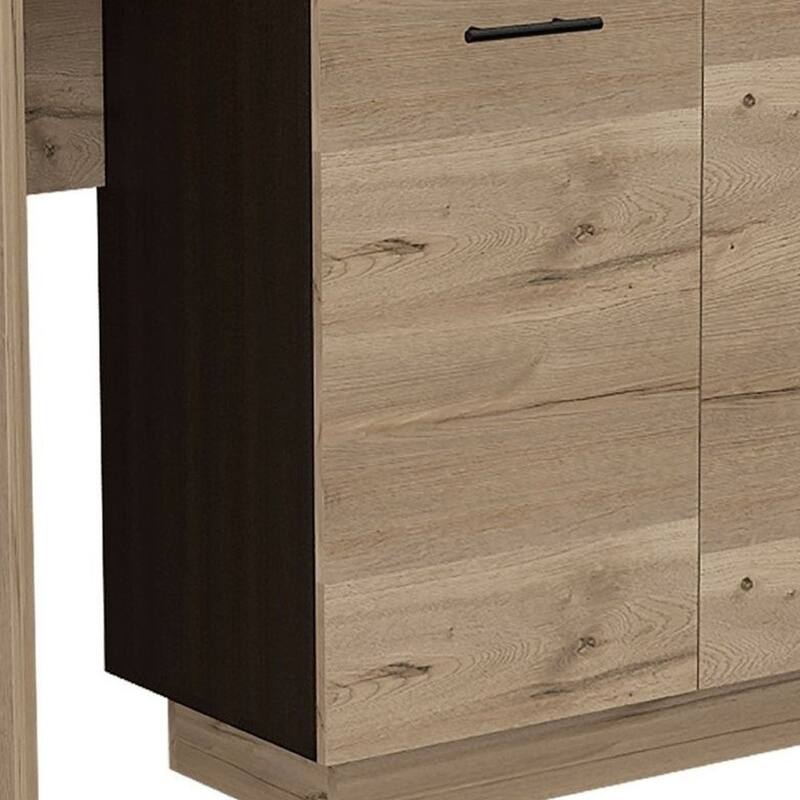 HomeRoots Natural and Natural And Black 59" Kitchen Island With Storage - 20" X 40" X 20"