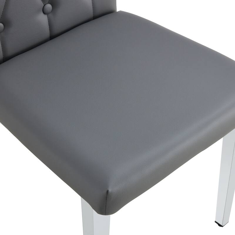 High Back Dining Chair Set of 4 Button Plaid Tufted Soft Cushion Side Chair Living Room Accent Chair Armless Chair