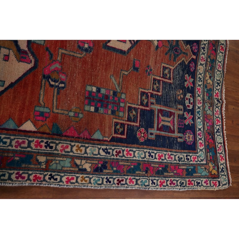Ardebil Persian Vintage Area Rug Handmade Wool Carpet - 4'6" x 9'9"
