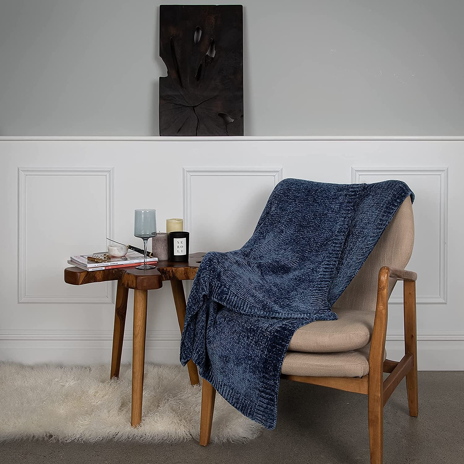 Aurora Home Shiny Chenille Throw Blanket