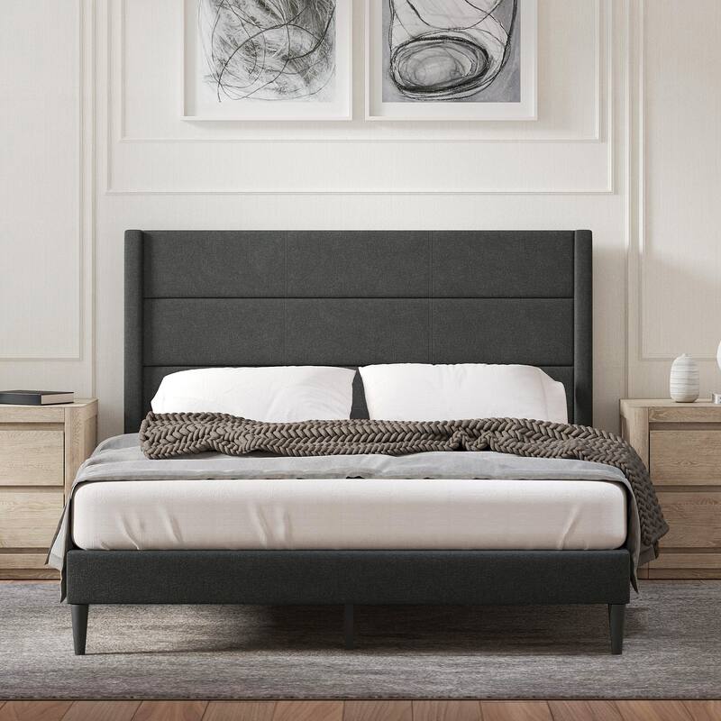 Pax Upholstered Platform Bed - Queen - Gray